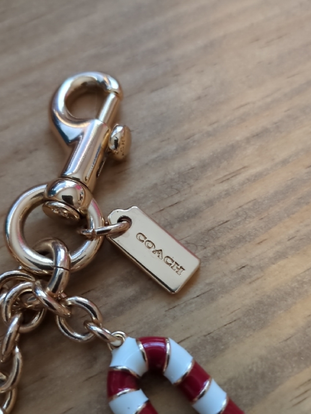Coach Gold-Tone Candy Charm Keychain Purse Charm Red, Pink White, Green Enamel - Picture 2 of 14